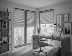 Cosiflor F1/F2/F5 freihängendes Plissee im Arbeitszimmer - Stoffe der Kollektion Montero
