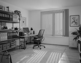 Lamellenvorhang nach Maß als Blendschutz fürs Arbeitszimmer