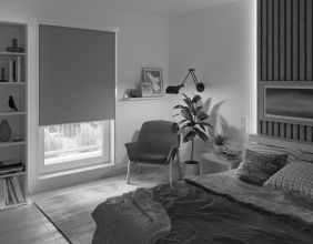 Schlafzimmer VD-Rollo mit Seitenleisten und Kassette - Kollektion Privatex Dark