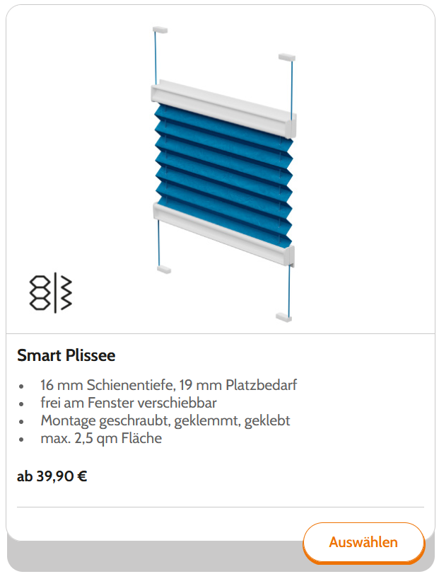 Smart Plissee 16 mm Plissee konfigurieren